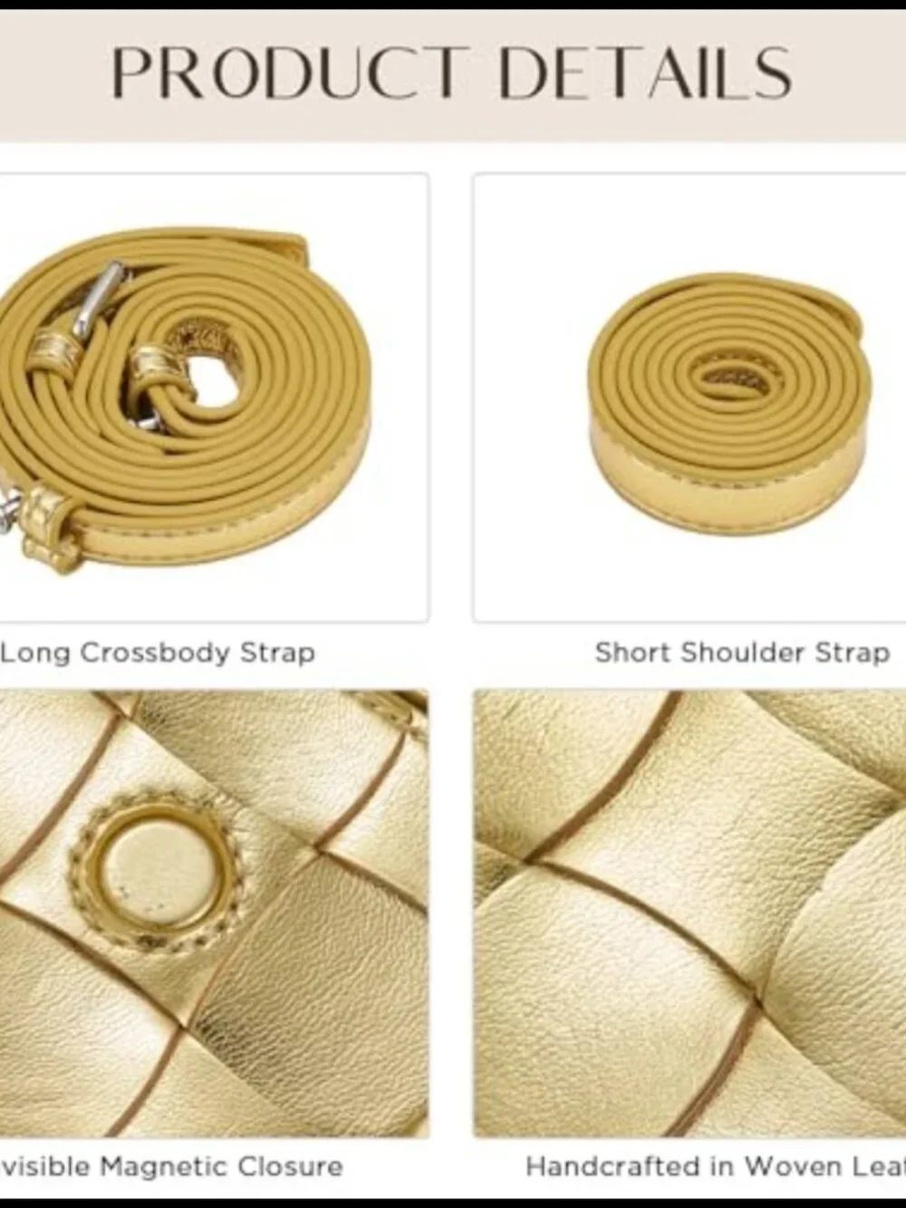 Woven Evening Clutch Vegan Leather Detachable Chain Strap Shoulder Bag